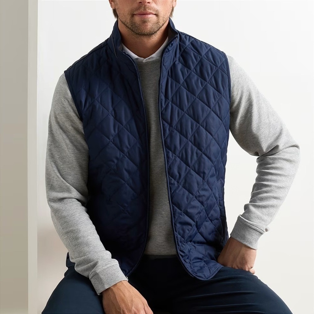 Peter Millar Essex Vest Diamond Quilted Full Zip Men M Blue Padded Lightweight
